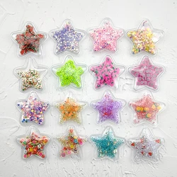 Vendita calda 14 pz/lotto 5cm stella trasparente Bling bling stella che scorre patch Appliques per i bambini fai da te Clip di capelli accessori