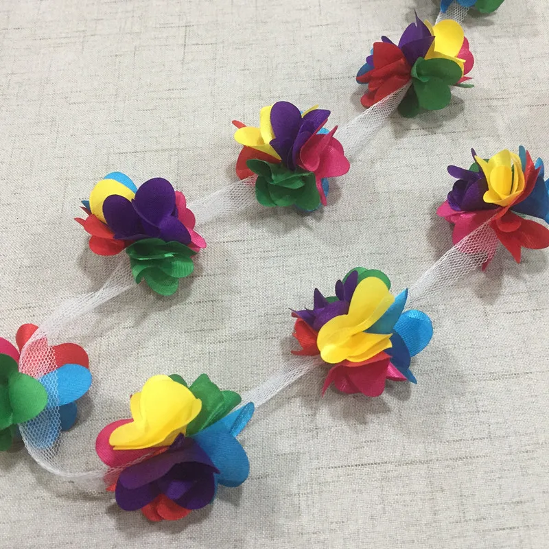 10 Yard 33 Farben 3D Chiffonblumen DIY 5cm Breite Spitzenborte 24 Blumen Spitzenband Dekoration Kleidungszubehör XF08 – Detail 6