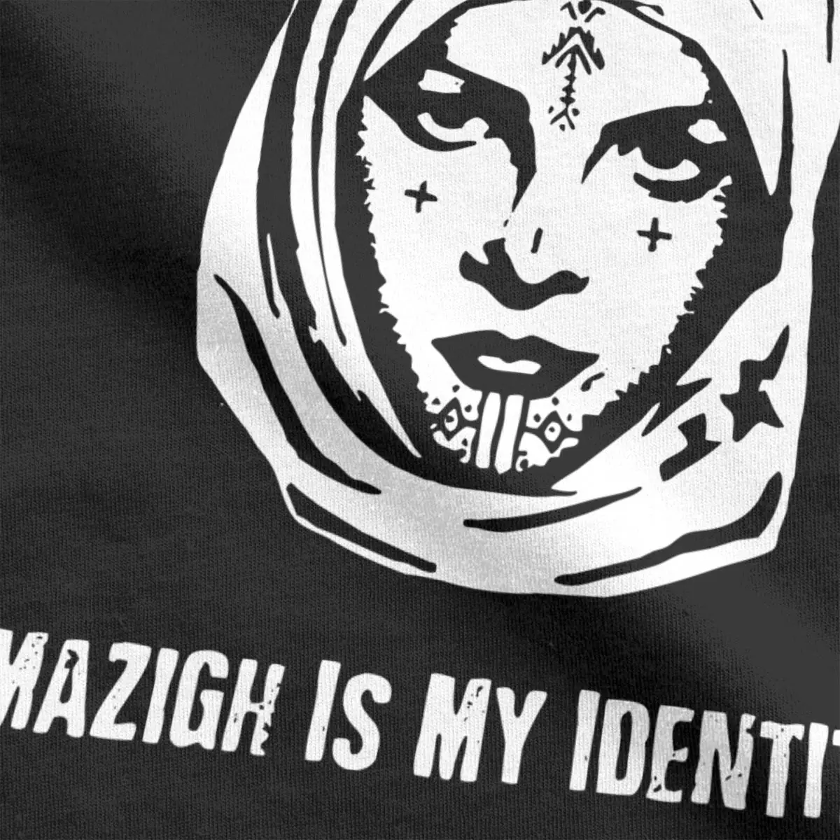 Amazigh Is My Identity Men\'s T Shirt Berber Women Face With Tattoos Casual Tees Short Sleeve O Neck T-Shirt Pure Cotton Summer