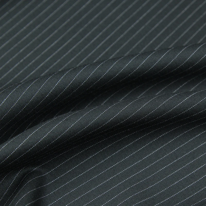 Striped design pure wool worsted fabric white striped design on black 270g/meter,WF236