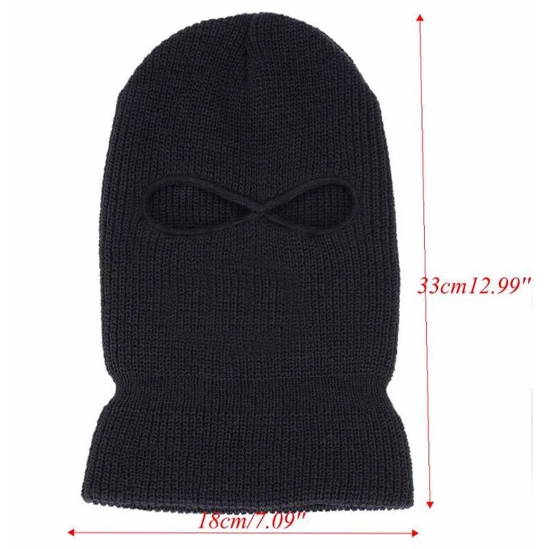 Gorro de punto con máscara facial completa, 2 agujeros, máscara de esquí, protector, sombrero de frijol, gorro cálido de invierno, Baberos de esquí