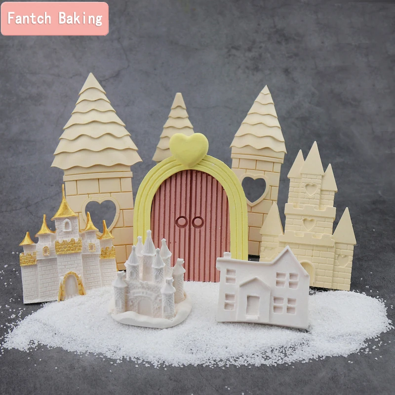 Soft Silicone Mold Castle House Building Shape For Fondant Chocolate Cake Decoration Bakeware DIY Plaster Making Resin Art Mould