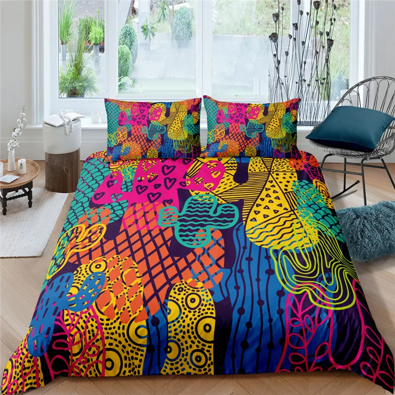 Home Living Luxury Color Cactus Print 2/3Pcs Duvet Cover Set Pillowcase Queen Size and King Size Kid Bedding Set EU/US/AU Size