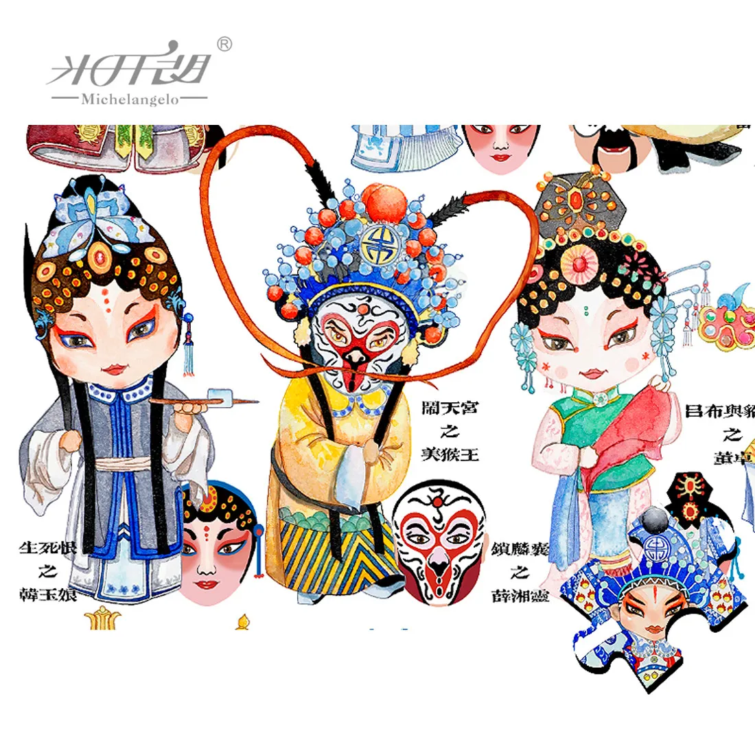 Michelangelo Kayu Jigsaw Puzzle 500 1000 1500 2000 Buah Kartun Peking Opera Cina Budaya Mainan Pendidikan Lukisan Dekorasi