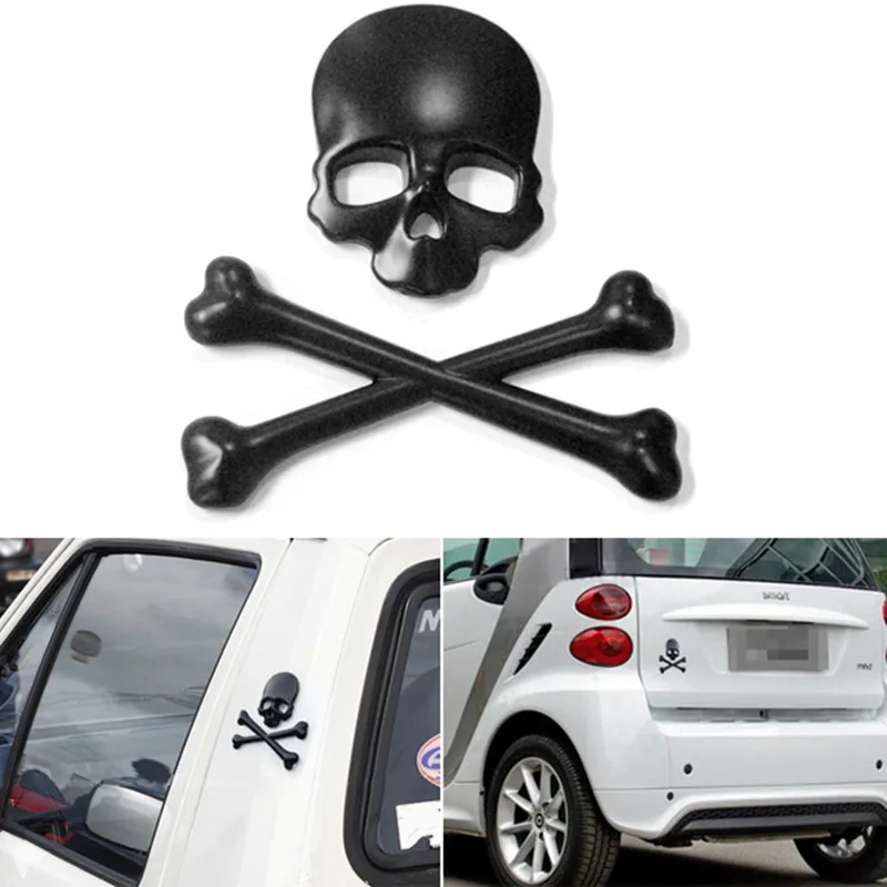 

3D Chrome Skull Car Decals Metal Emblem Skeleton Devil Ghost Crossbone Punk Style Individuality Sticker Auto Body Decoration