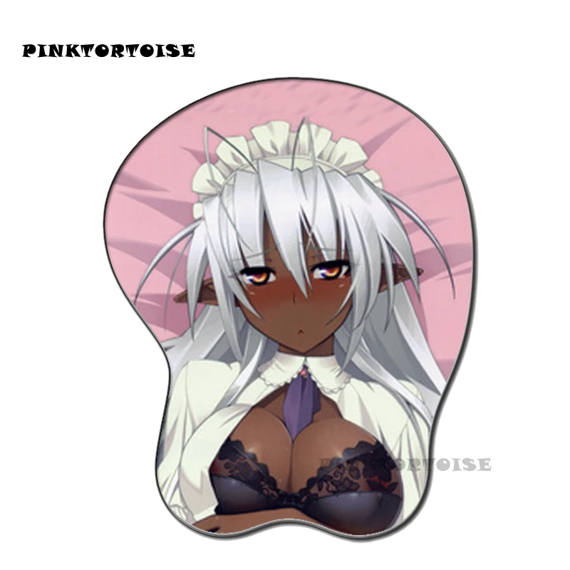 PINKTORTOISE Anime Daemon Muramasa Maid Silikon 3D Bantalan Mouse Dada Ergonomis Alas Mouse Gaming Alas Mouse Playmat