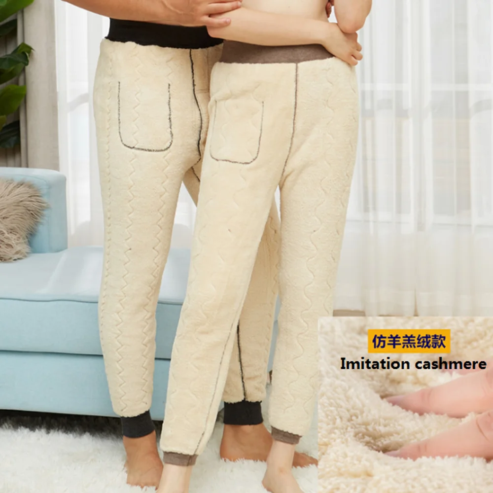 camel hair 5 layers winter men underwear thermal leggings mens clothing thermo women clothes man merino warm thick couple pants