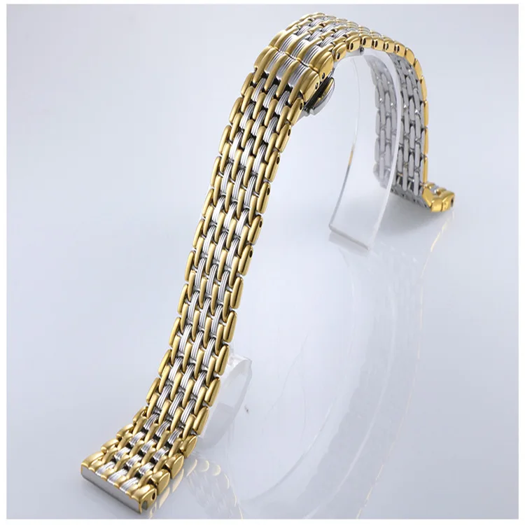 NO LOGO Thin Nine Beads Solid Stainless Steel Watch Band 13 18 20 22mm Women\'s Stainless Steel Bracelet Women\'s Strap