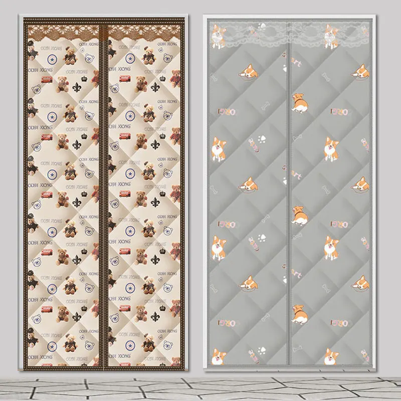 Door Curtain 2022 New Cotton Household Magnetic Double Door Thickened Door Curtain Cold Sound Insulation Heat Preservation Cold