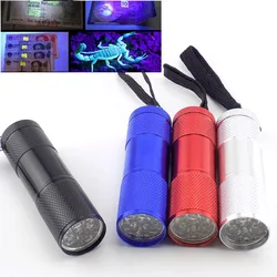 9 LED UV Ultraviolet Flashlight lamp Purple color blacklight Ultra Violet Flash Torch Light linterna AAA For Money detection R1