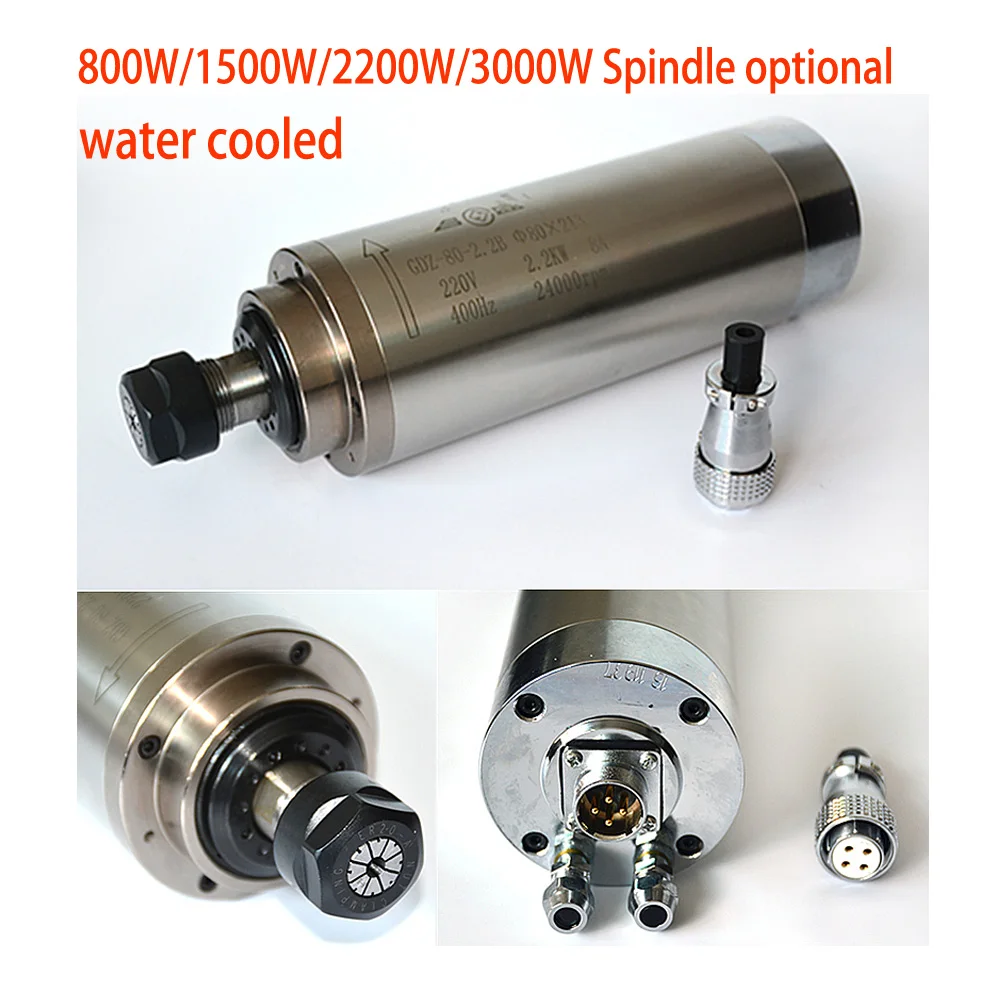 CNC spindle motor 800w 1.5kw 2.2kw ER11 ER20 collet spindle 24000rpm cnc 3kw water cooled 220v 380v for cnc engraving machine