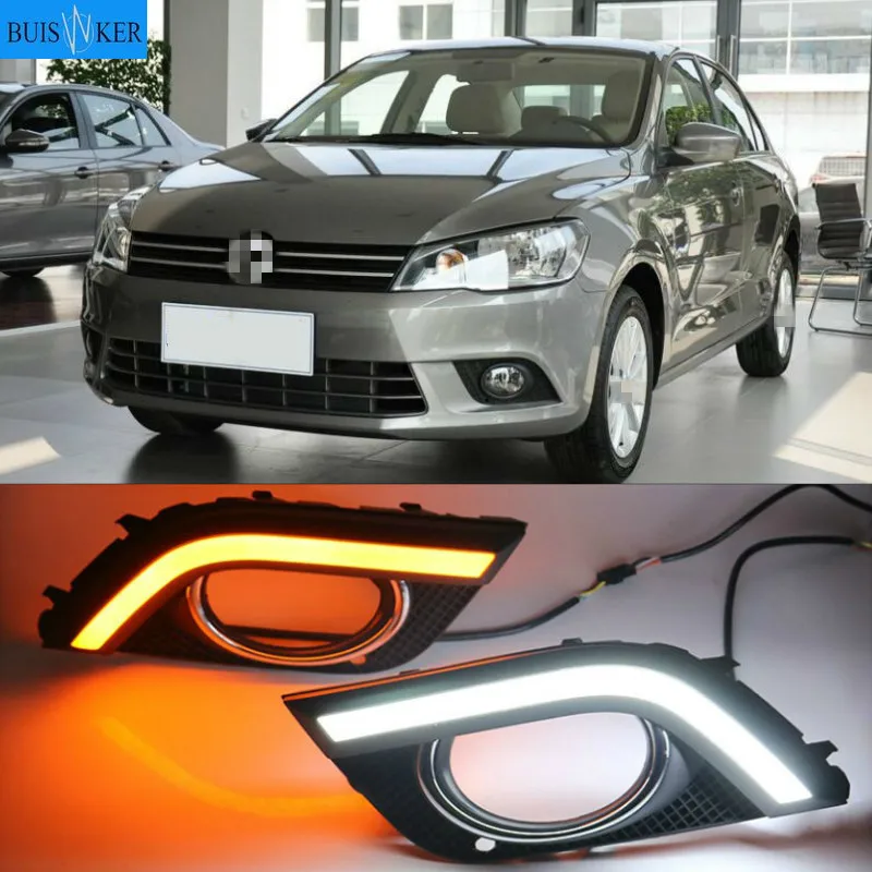 

2PCS LED Daytime Running Light For Volkswagen VW Jetta 2013-2016 Dynamic Yellow Turn Signal Relay 12V Car DRL Lamp