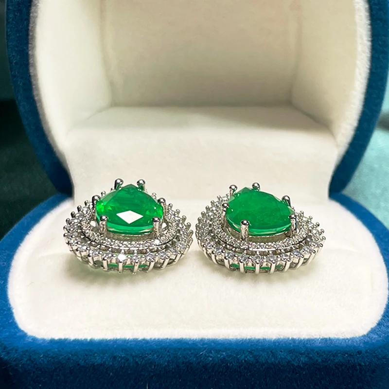 Cellacity Classic emerald jewelry set earring pendant necklace for charm lady with water drop shape 10*14mm gemstones jewelry