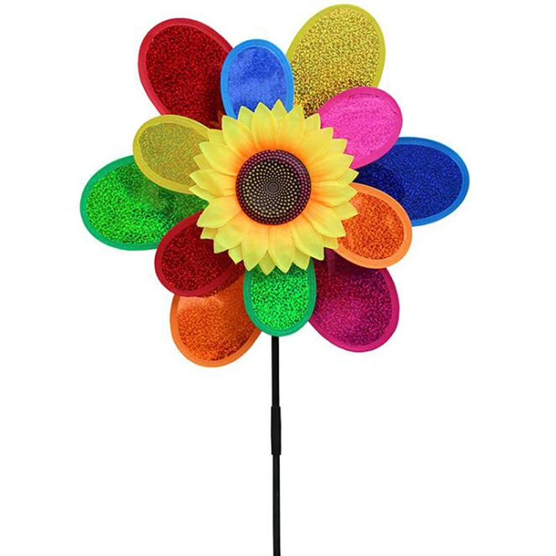 Moulin à vent tournesol pour enfants, comparateur de couleurs, spinner à vent, décoration de jardin, jouet de cour, maison, offre spéciale