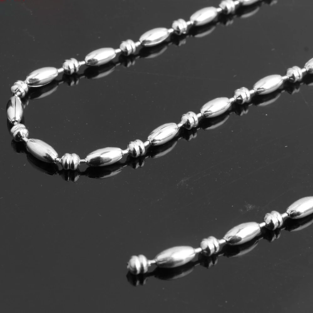 1.5/2/2.4/3/3.2mm 100Meters Wholesale Bulk 316L Stainless Steel Silver Color Rice Ball Chain Necklace Link DIY Wholesale Jewelry