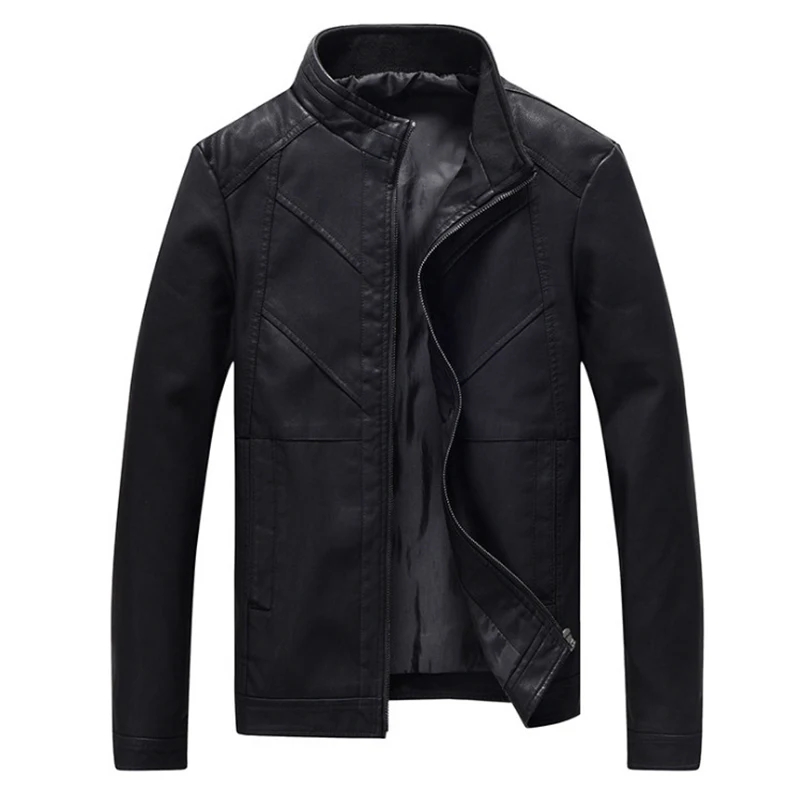 

New Black Leather Jacket Men New Fashion Zipper Slim Fit Motorcycle Leather Jacket Casual PU Coat Jaqueta De Couro Masculina