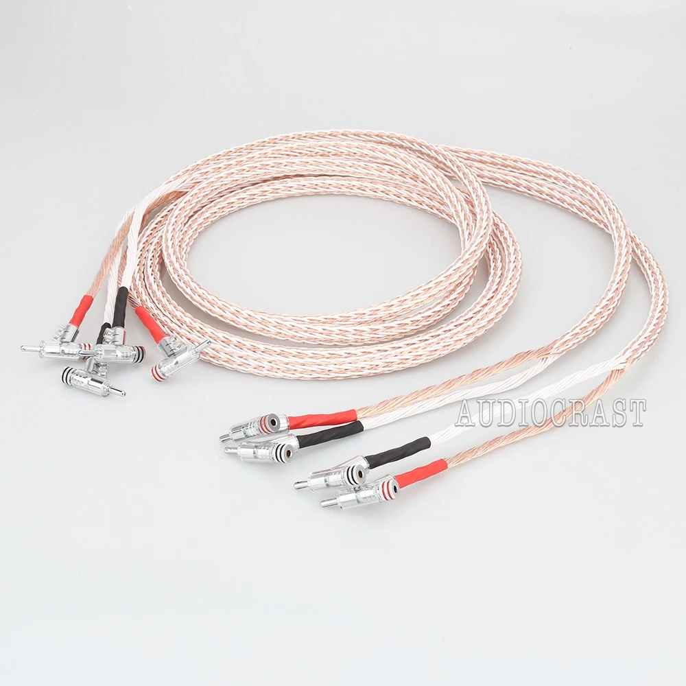 

High Quality 12TC Audiocrast HI-End 7N OCC Copper Audiophile Speaker Cable with right angled banana plug loudspeaker cable