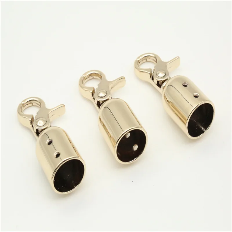 

Gold Tassel Round Leather Cord Crimps End Caps Lobster Clasp Snap hook 14.5mm inner