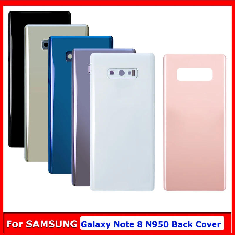 Rear Glass Case For SAMSUNG Galaxy Note 8 N950 N950f Battery Door Phone Housing With Camera Lens Frame Replace Parts Back Cover