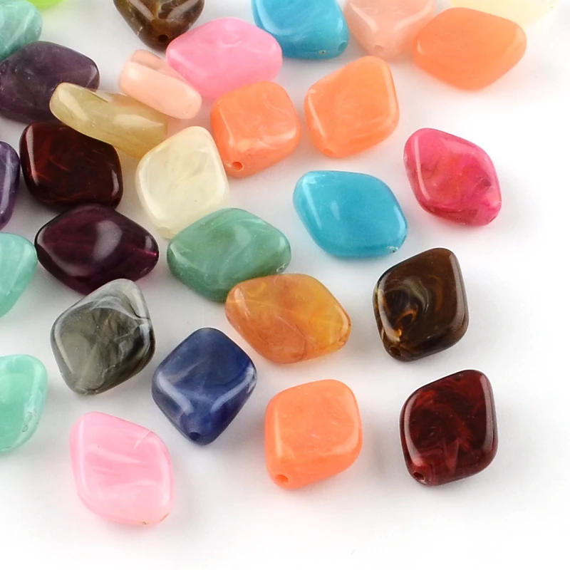 

30~100Pcs Drop/Rhombus/Round Imitation Gemstone Acrylic Beads Random Mix Color for DIY Bracelet Necklace Jewelry Making Findings