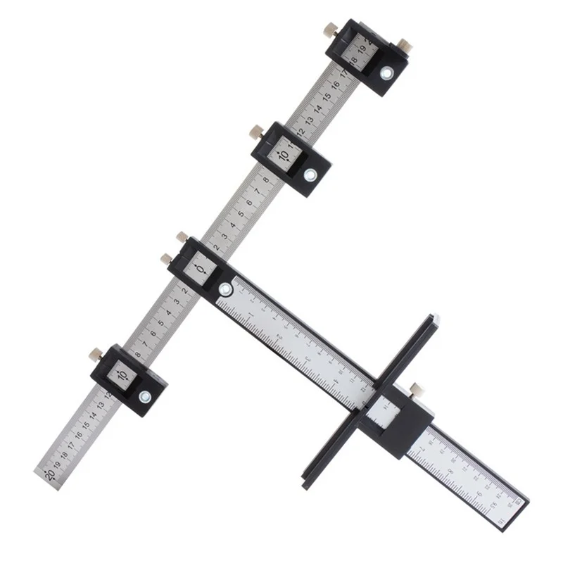 Drillpro-Herramienta de perforación para carpintería, localizador de plantilla de Hardware de gabinete de ABS, guía de taladro, regla de sierra de orificio para tarugos