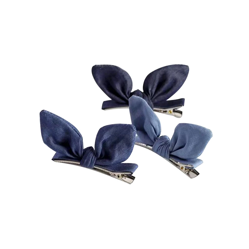 Cute Denim Bow-knot Hairpin Handmade Rabbit Cat Ears Bow Hair Clip Fashion Women Girl Bow Headwear Hair Accessories