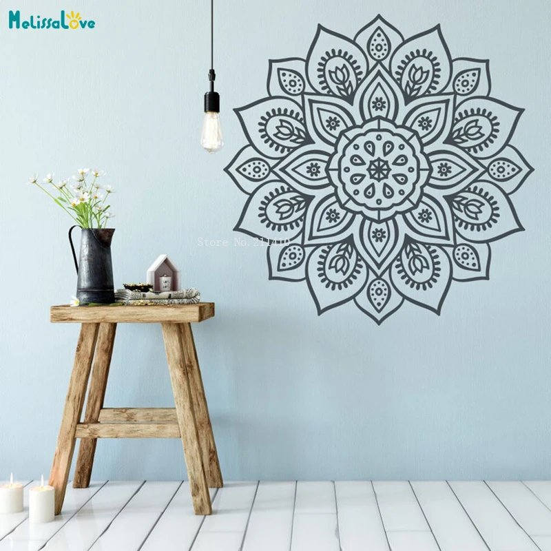 Buddhist Motifs Mandala Flower Wall Sticker Home Décor Yoga Office Sacred Geometry Poster Meditation Vinyl YT3967