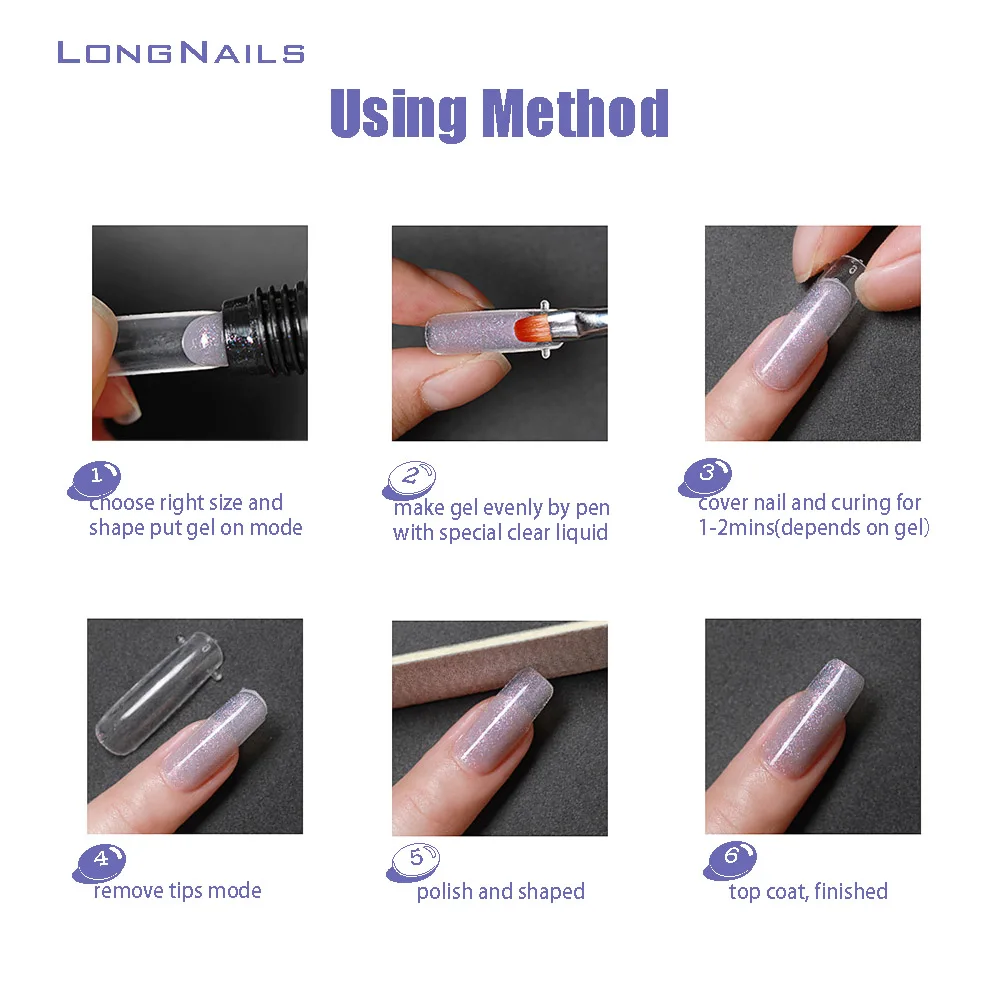 LongNails-Gel pour ongles XR, 15ml, paillettes, extension, doigt, construction rapide, anciers sans forme, acrylique, UV, 2x3x9.5