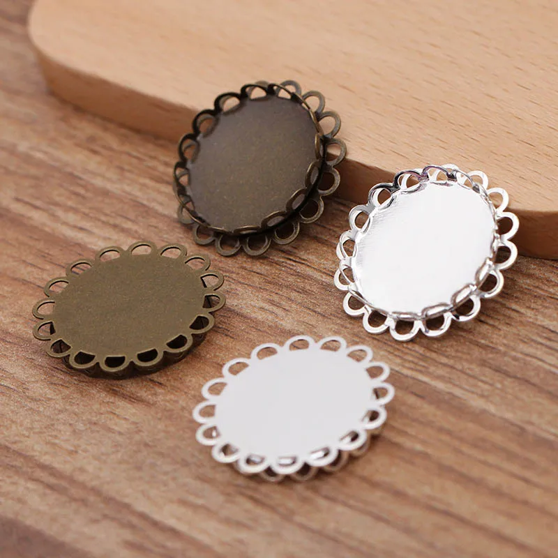 

200pcs Antique Bronze Silver Cabochon Cameo Bracelet Charms For Jewelry Making Pendants Findings Bases Tray Blank DIY Bezels