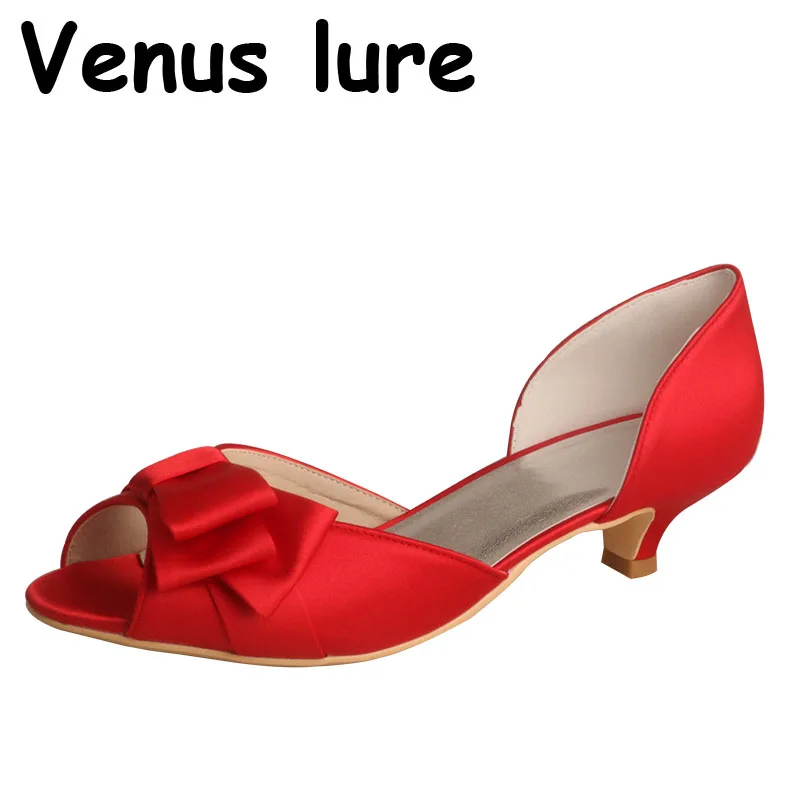 Venus lure DIY Open Toe Kitten Heel Red Shoes Short Heel Women Heels Ladies Wedding 2025