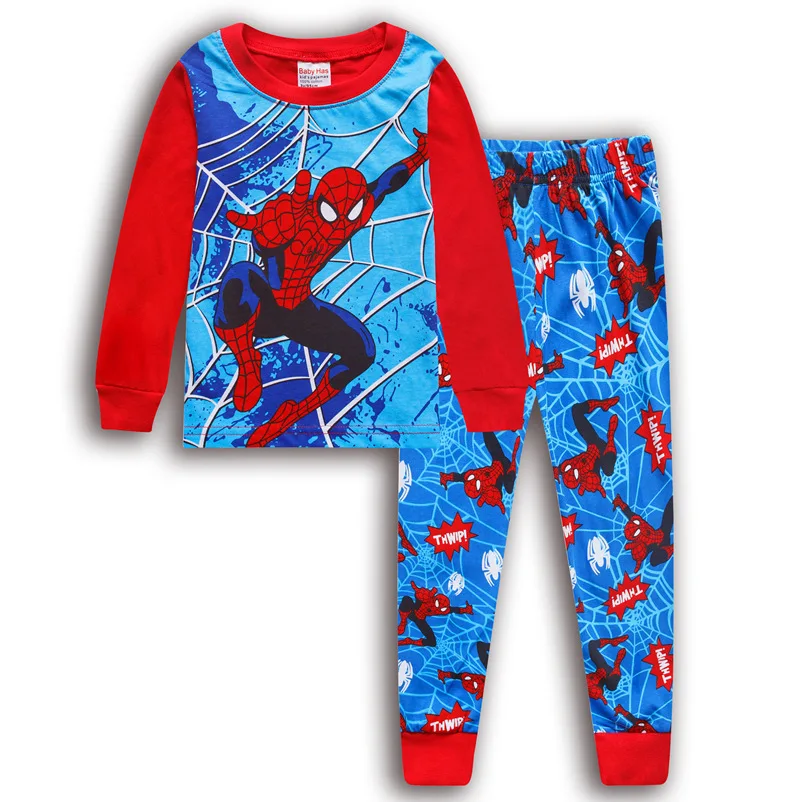 Spiderman cartoon children\'s long sleeve pajamas Sleepwear hero League home wear boys\' underwear two piece suit pajamas