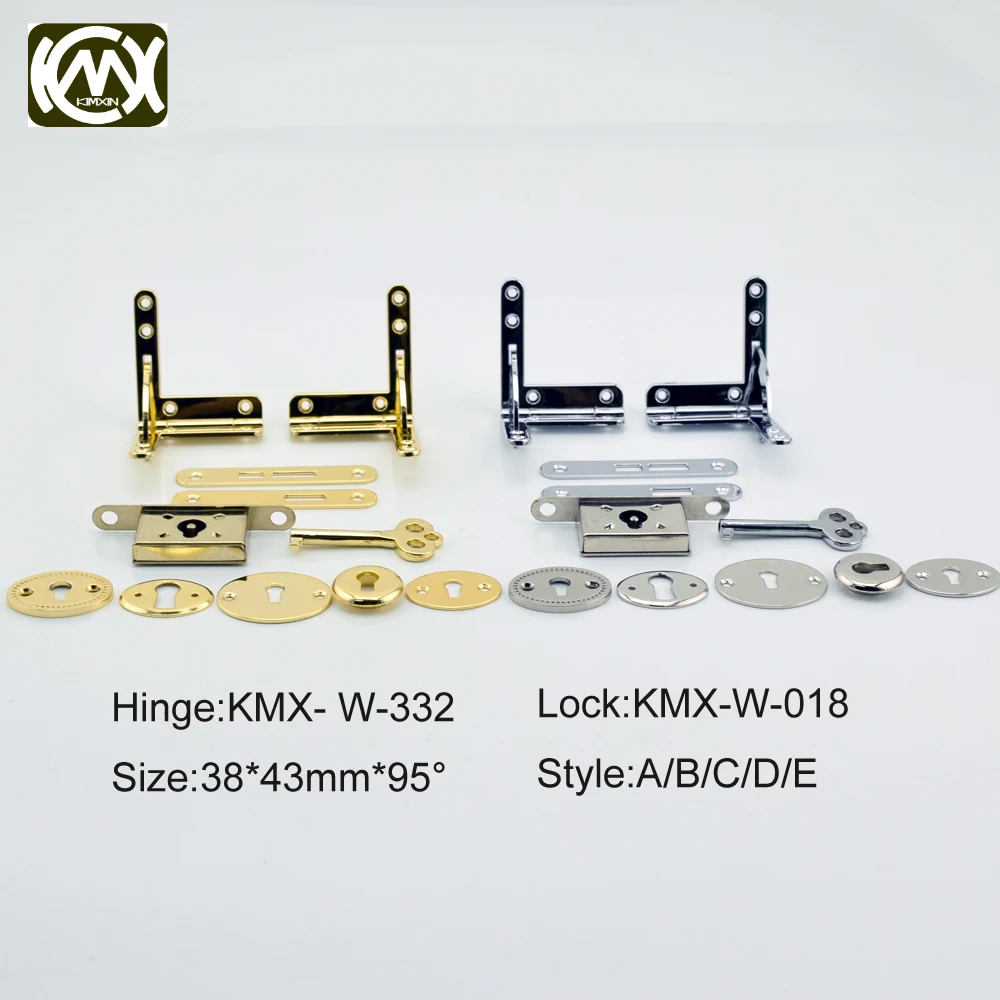 

Silver 1set(2 hinges+1 lock)KIMXIN Sales High quality hinges for Jewelry box Watch box of lock Cabinet hinge Keylocks F/Shipping