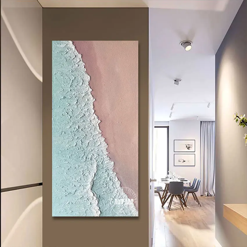 حار بيع، كبيرة الحديثة مكتب ديكور جدار صور غير المؤطرة موجة البحر النفط اللوحة على قماش، مجردة الاكريليك محكم الفن