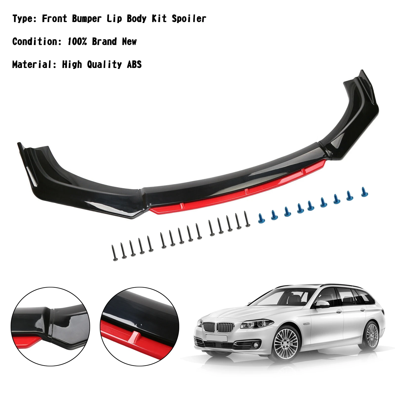 Artudatech 4PCS Universal Car Front Bumper Lip Body Kit Splitter Spoiler Diffuser Protector Car Accessories