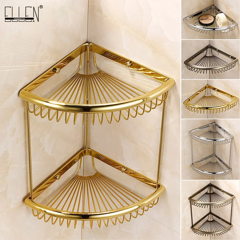 

ELLEN Bathroom Corner Shelves 2 Layers Gold Bathroom Accessories Antique Bronze Shelf Shampoo Holder EL091