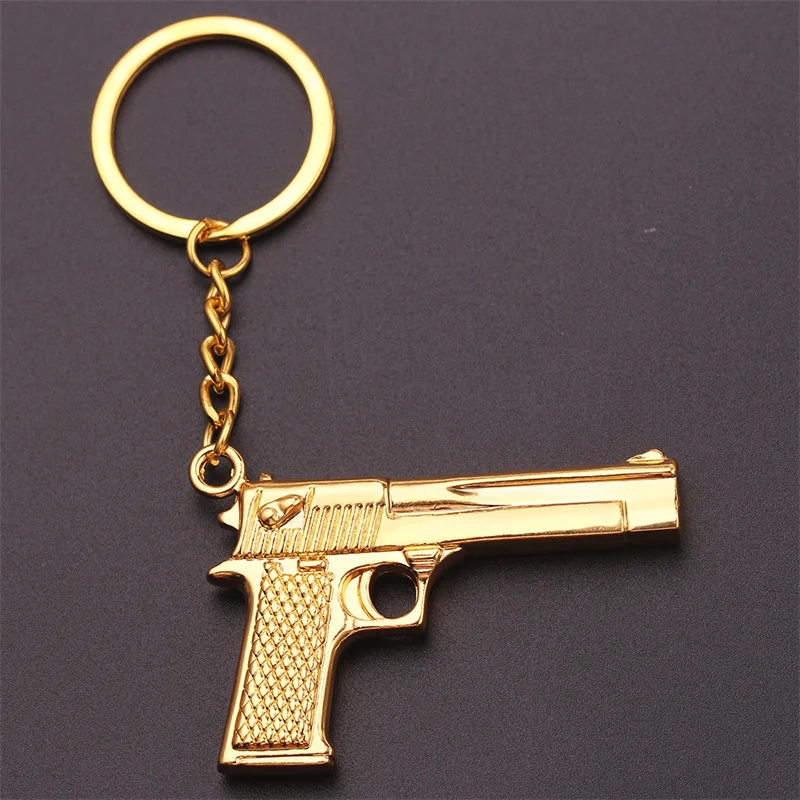 Hip-hop Gold Pistol Keychain Gun Shape Light Glock 45 Metal Keychain For Men Women Charm Jewelry Pendant Gift