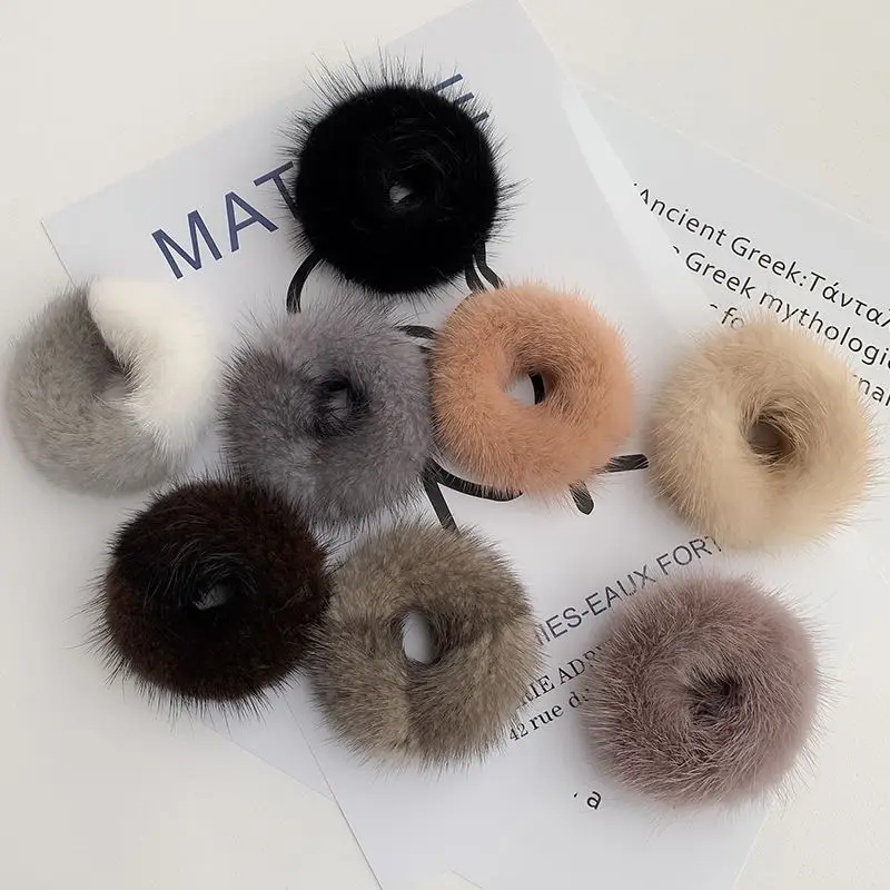 

Classic Real Mink Fur Hair Scrunchies Girls' Hair Ring Fashion Fur Headband