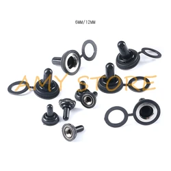 10Pcs 6mm Shaft Hole Mini MTS Toggle Switch Water Dust Proof Cap Rubber Boot Cover WPC-05 Black M12x0.75mm M6x0.75 Threaded