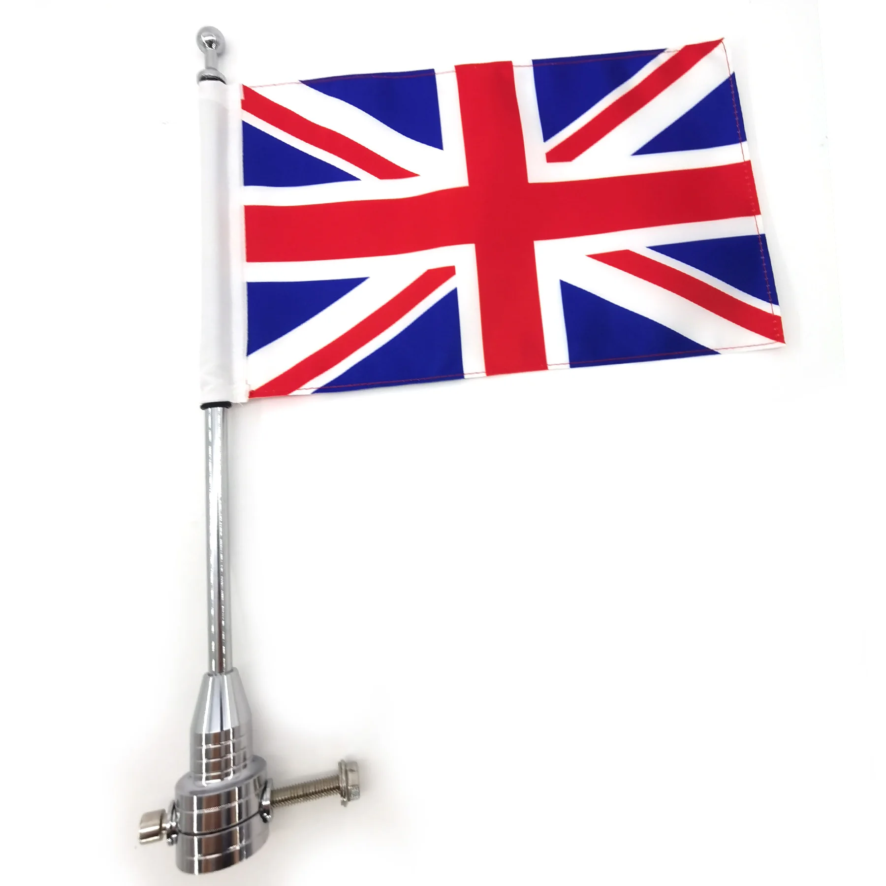 

Chrome Universal Motorcycle Rear Luggage Flag Pole Mount +UK Britain Flag For Harley Honda Yamaha