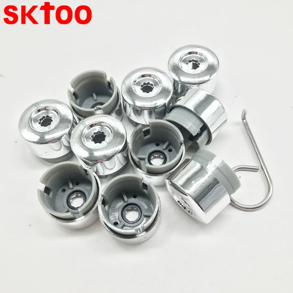 10pcs 7L6 601 173A 2ZZ Chrome Wheel Lug Bolt Nut Cap Cover ABS plastic with triple chrome finish For VW Touareg 2004-2014