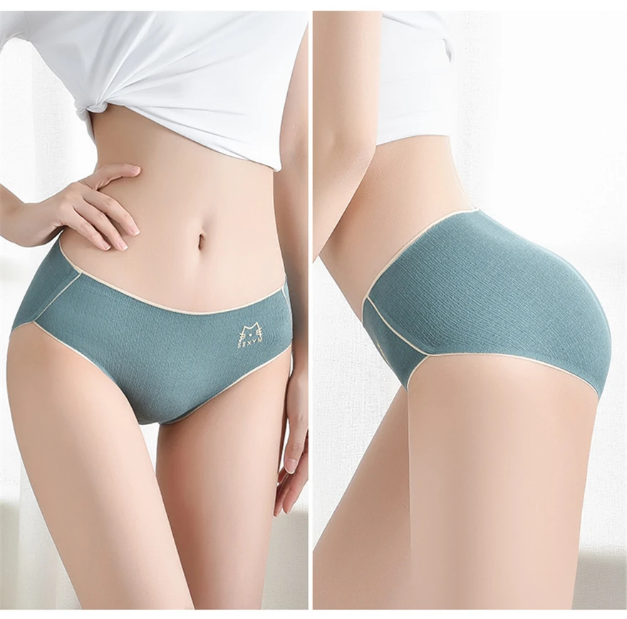 Ropa interior Sexy de algodón para mujer, bragas sin costuras antibacterianas, lencería de talla grande, novedad