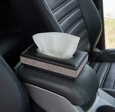 Home Car Bling Rhinestone Paper Towel Box Napkin Cover Tissue Case Black Fit For Honda Toyota Nissan Mitsubishi Ford Chevrolet