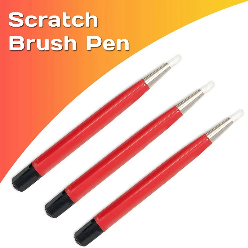 3 Pcs Watch Rust Removal Brush Pen Glass Fiber / Brass / Steel Clean Scratch Polishing Tool Watch Parts Repair Tool