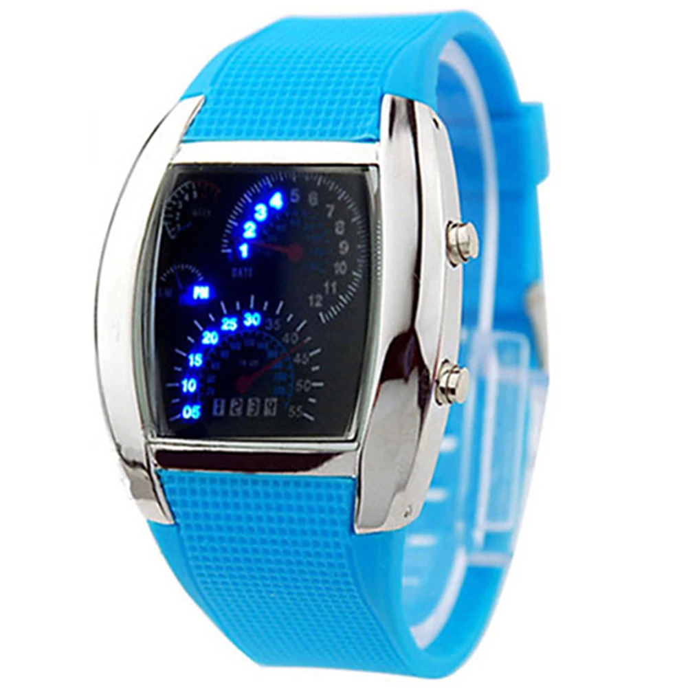 HOT ！ Fashion Men\'s Women\'s Sport LED Dashboard Pattern Dial Digital Wrist Watch Gift Digital LED Sports Watch Mens