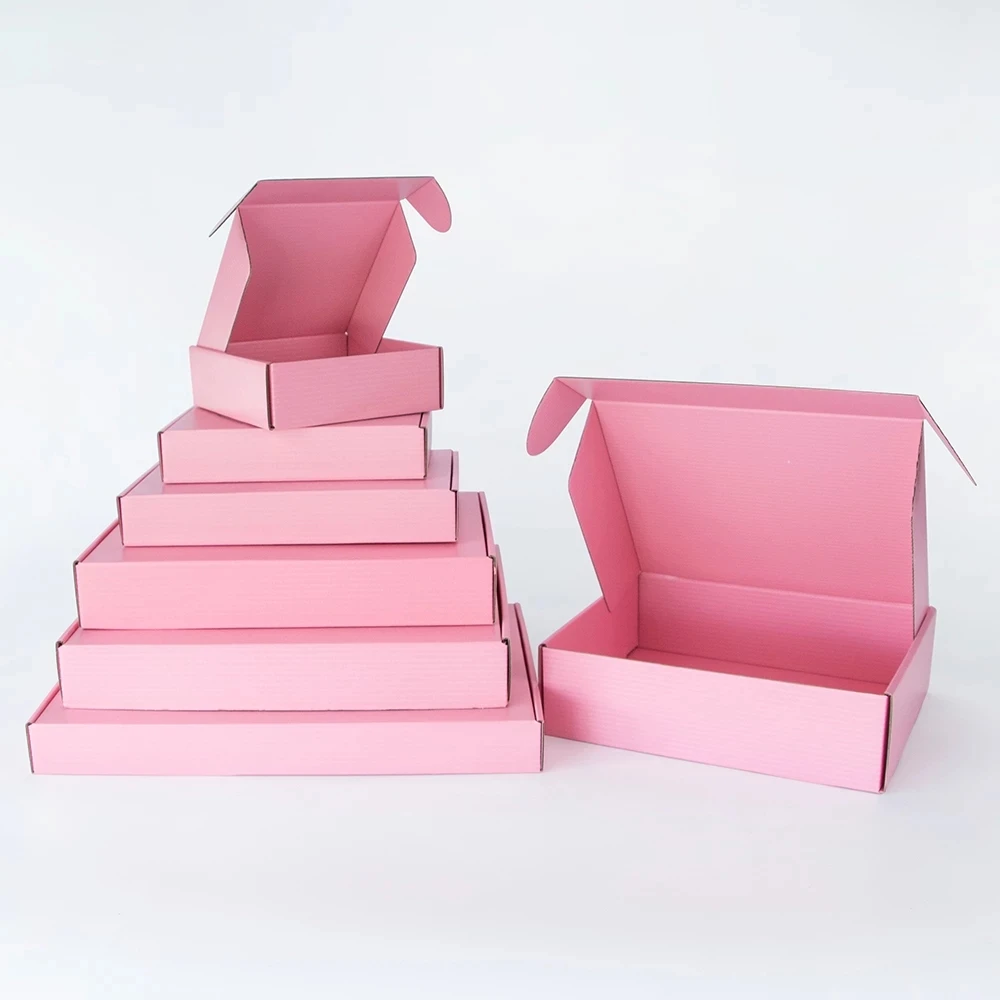 10 pcs/pink gift box, holiday celebration packaging box, 3-layer corrugated cardboard carton box, express delivery paper box