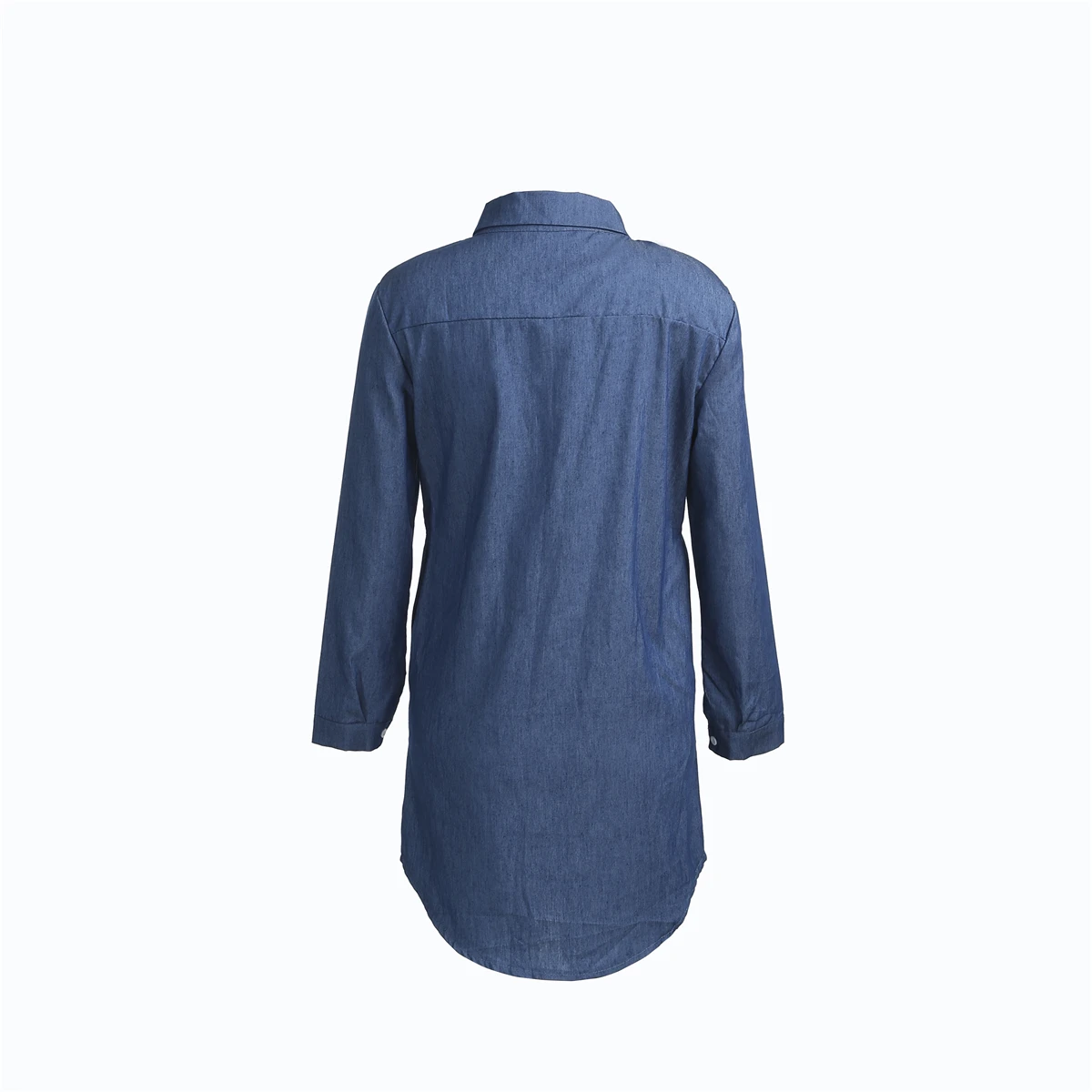 Women Denim Dresses Autumn Fashion Turn Down Collar Mini Dress Lapel Long Tops Shirt Ladies Long Sleeve Holiday Mini Dress S-2XL