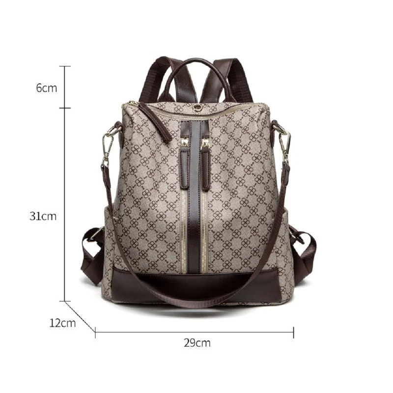 GLMAHUA Women Luxury Vintage Pack Bag Big Capacity Bags Brand Design Monogram Anti-theft Backpack for Girl with Letter Printing