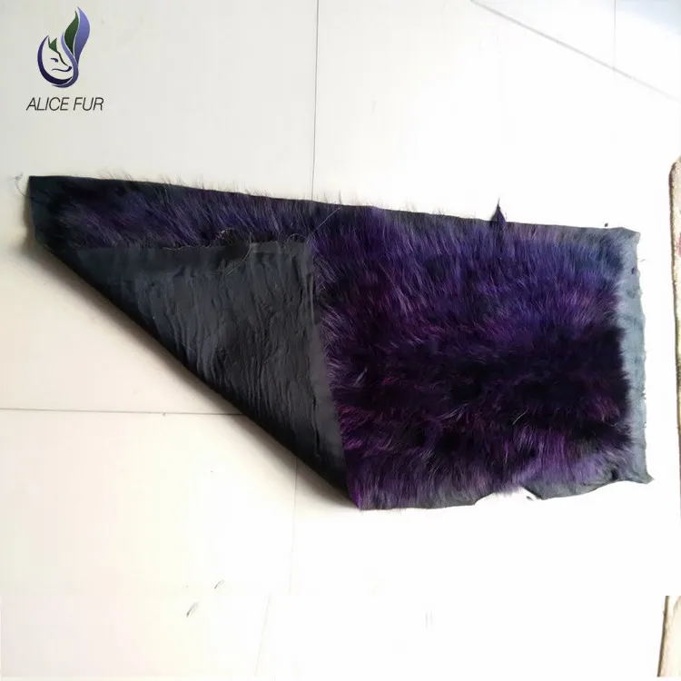 Factory Direct Dye Colorful Raccoon Skin Fur Plate / Raccoon Fur Blanket