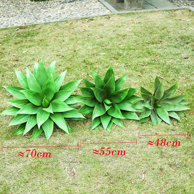 Large Artificial Agave Tropical Succulent Plants Fake Palm Tree Green Aloe Plants Plastic Leaves For Home Outdoor Garden Decor