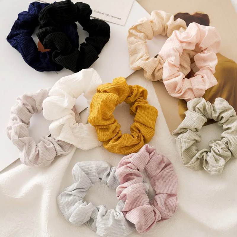 2021 New arrival Fashion women lovely satin Hair bands bright color hair scrunchies girl\'s hair Tie Accessories Ponytail Holder